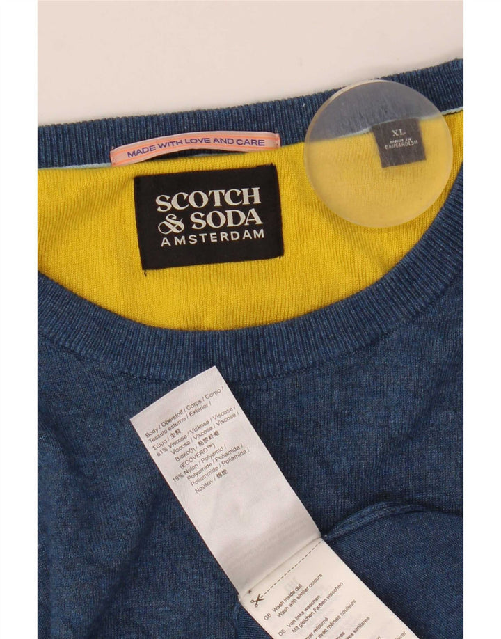 Scotch & Soda herre sweater med rund hals XL blå viskose