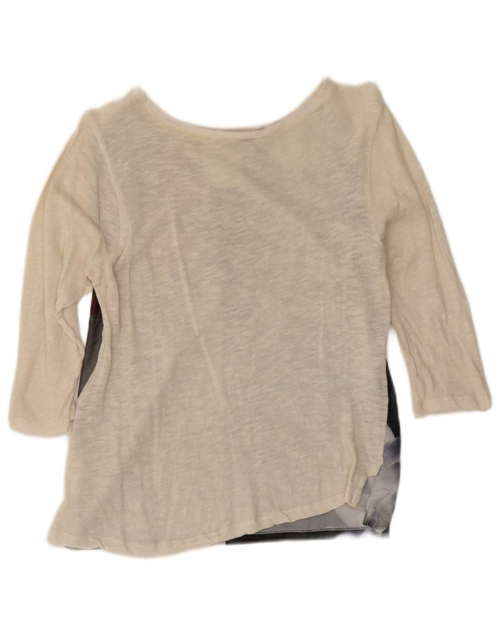 Zara Dame Top 3/4 ærmer UK 14 Medium Beige Floral