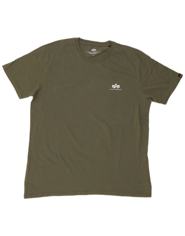 ALPHA INDUSTRIES Herre T-Shirt Top 3XL Khaki Bomuld
