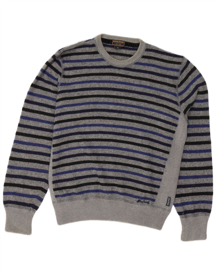 WOOLRICH Herre sweater med rund hals XL Gråstribet uld
