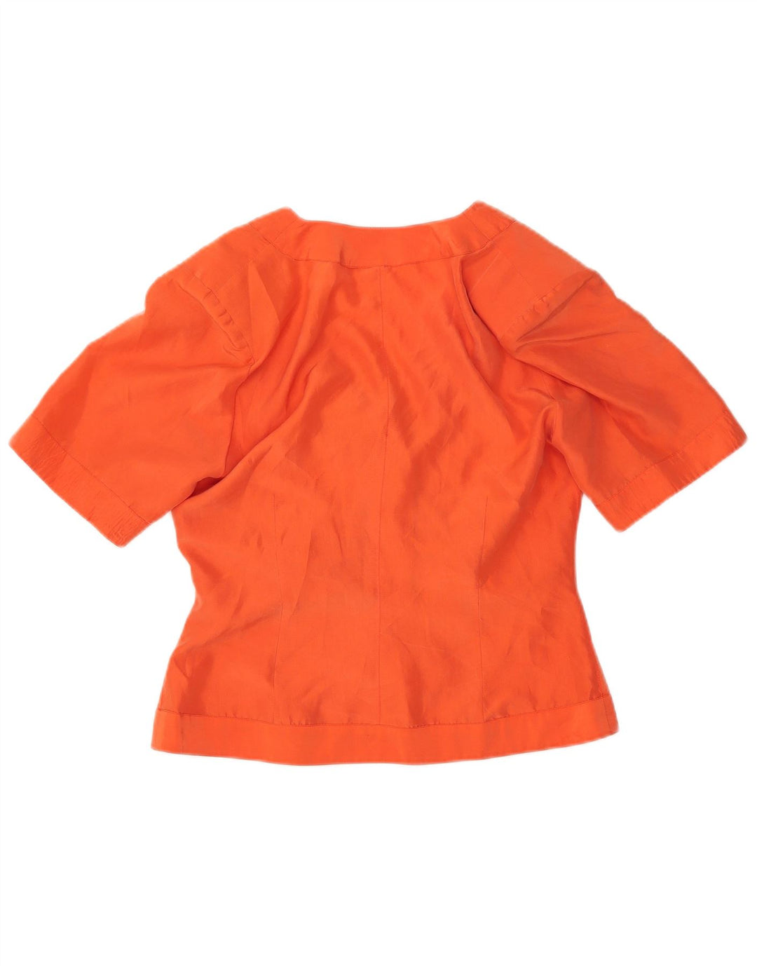 VINTAGE Kortærmet skjortebluse til kvinder UK 12 Medium Orange