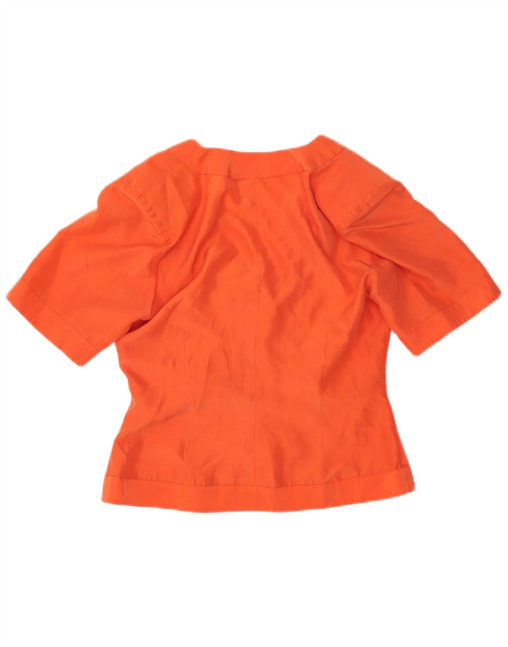 VINTAGE Kortærmet skjortebluse til kvinder UK 12 Medium Orange