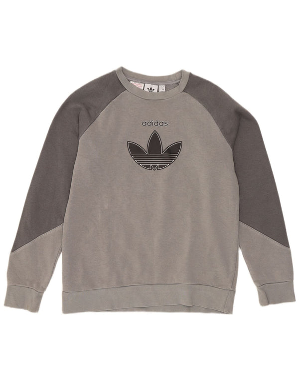 Adidas Graphic Sweatshirt Jumper 12-13 år Grå Colourblock Bomuld