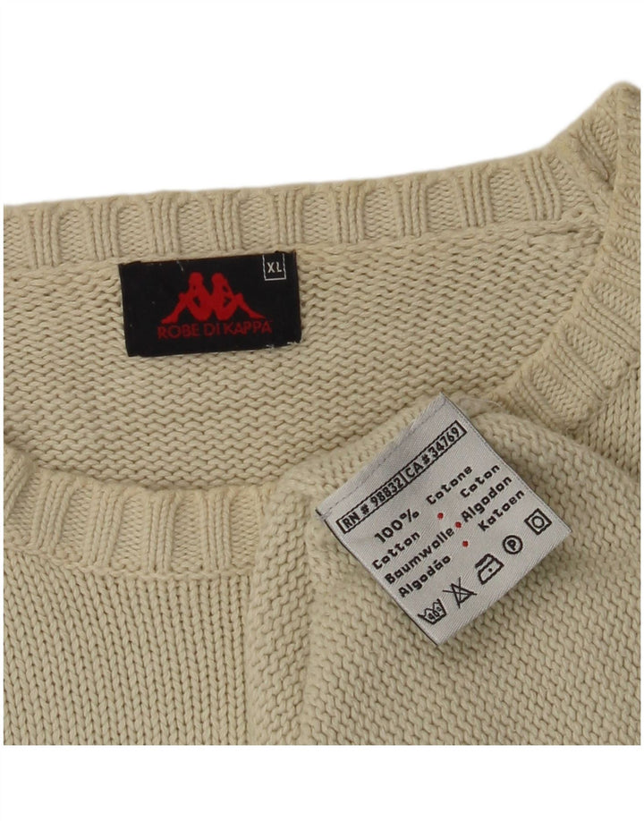 KAPPA Mens Crew Neck Jumper Sweater XL Off White Cotton