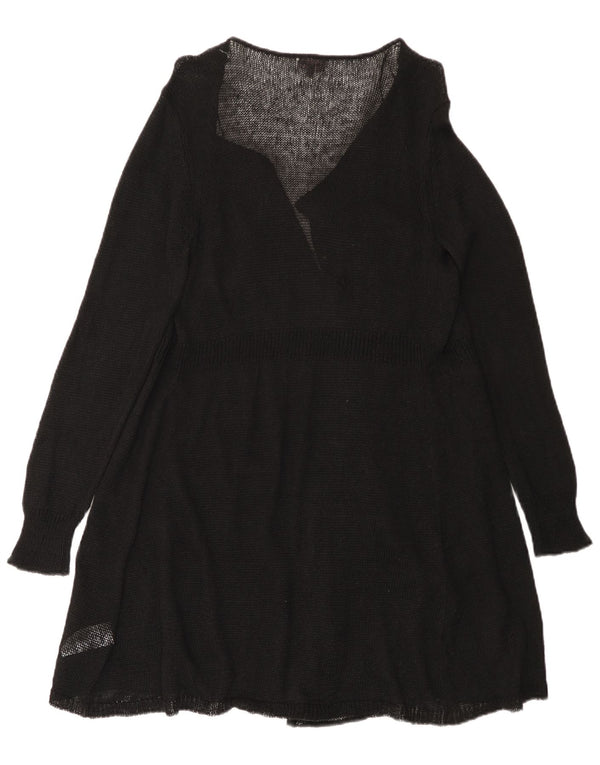 Phase Eight Womens Longline Open Cardigan Sweater UK 14 Large Black Linen