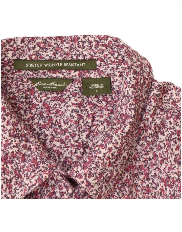 Eddie Bauer Dame Stretch Shirt UK 14 Stor Flerfarvet Blomster Bomuld
