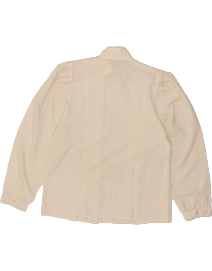 VINTAGE Womens Shirt Blouse UK 16 Large Off White Polyester Vintage Vintage and Second-Hand Vintage from Messina Hembry 
