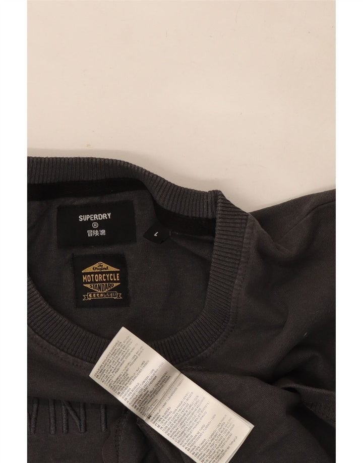 Superdry Herre Standard Grafisk T-Shirt Top Stor Grå Bomuld