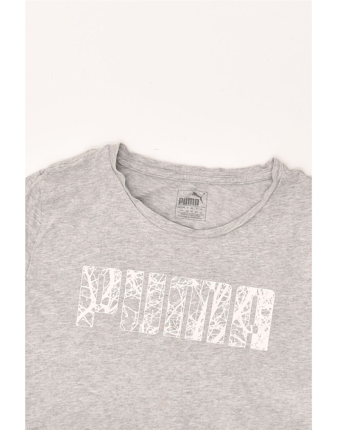 PUMA Womens Graphic T-Shirt Top UK 14 Medium Grey | Vintage Puma | Thrift | Second-Hand Puma | Used Clothing | Messina Hembry 