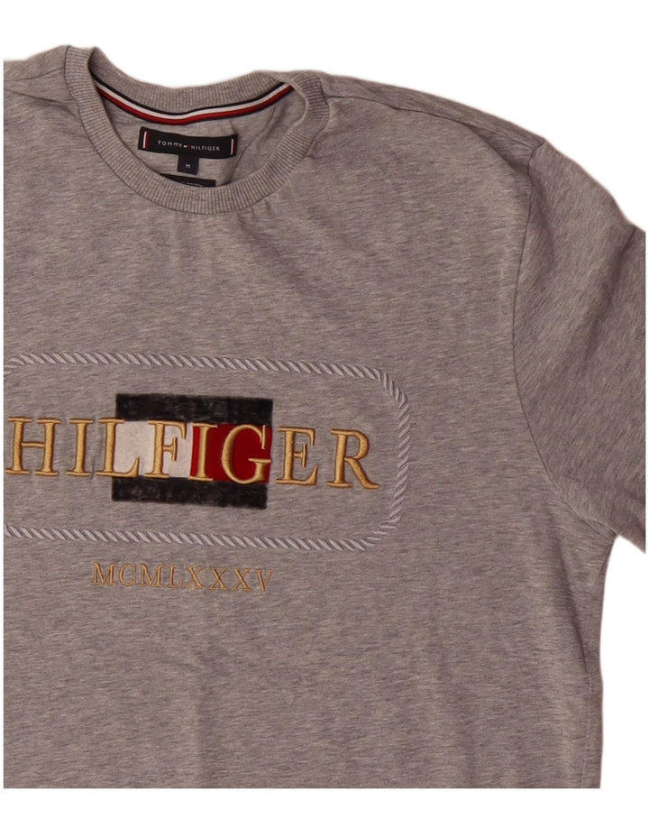 Tommy Hilfiger Herre grafisk T-shirt top mellemgrå bomuld