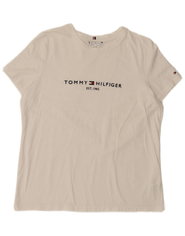 Tommy Hilfiger Dame Grafisk T-Shirt Top UK 20 2XL Hvid Bomuld