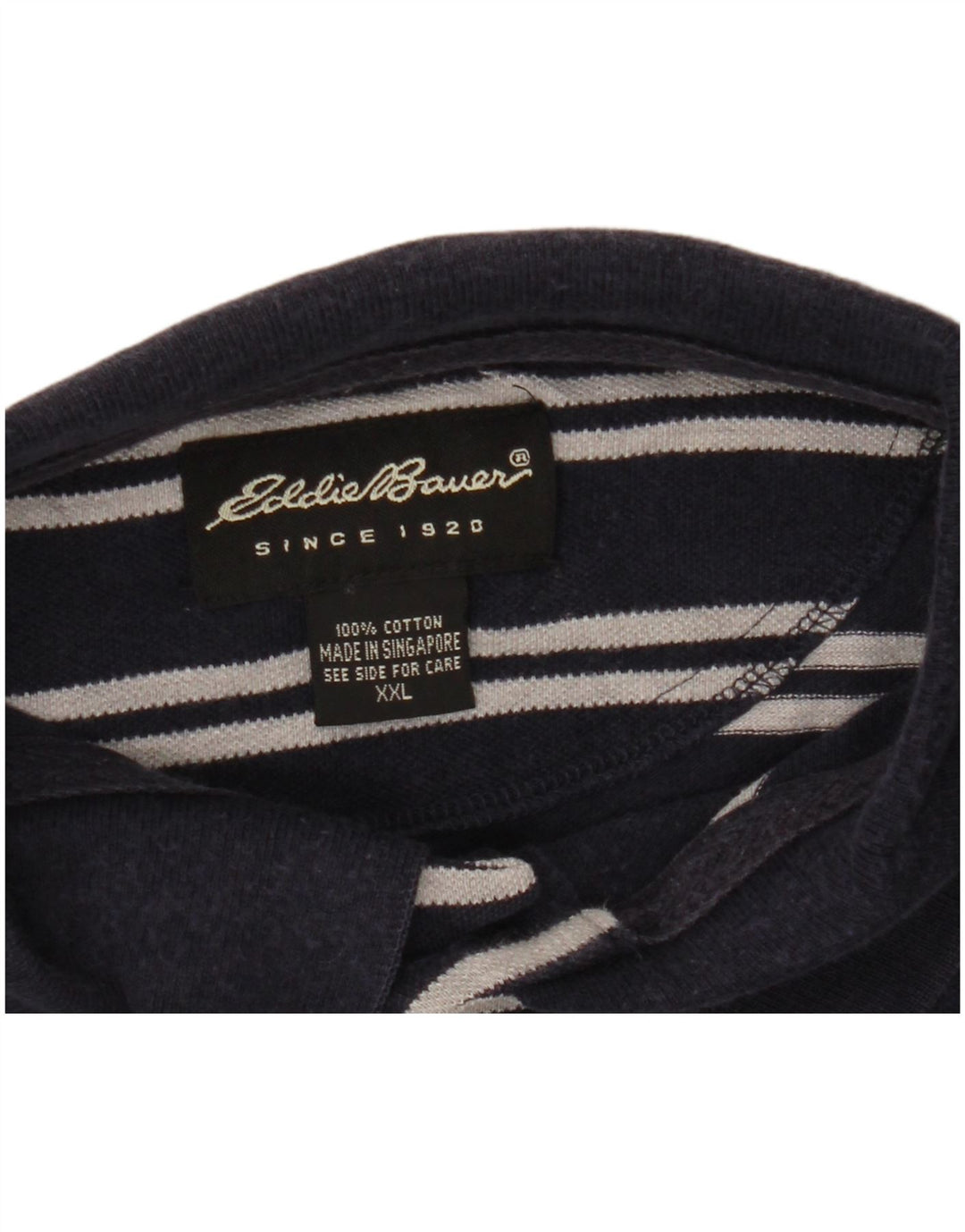 Eddie Bauer herre poloshirt 2XL marineblå stribet bomuld