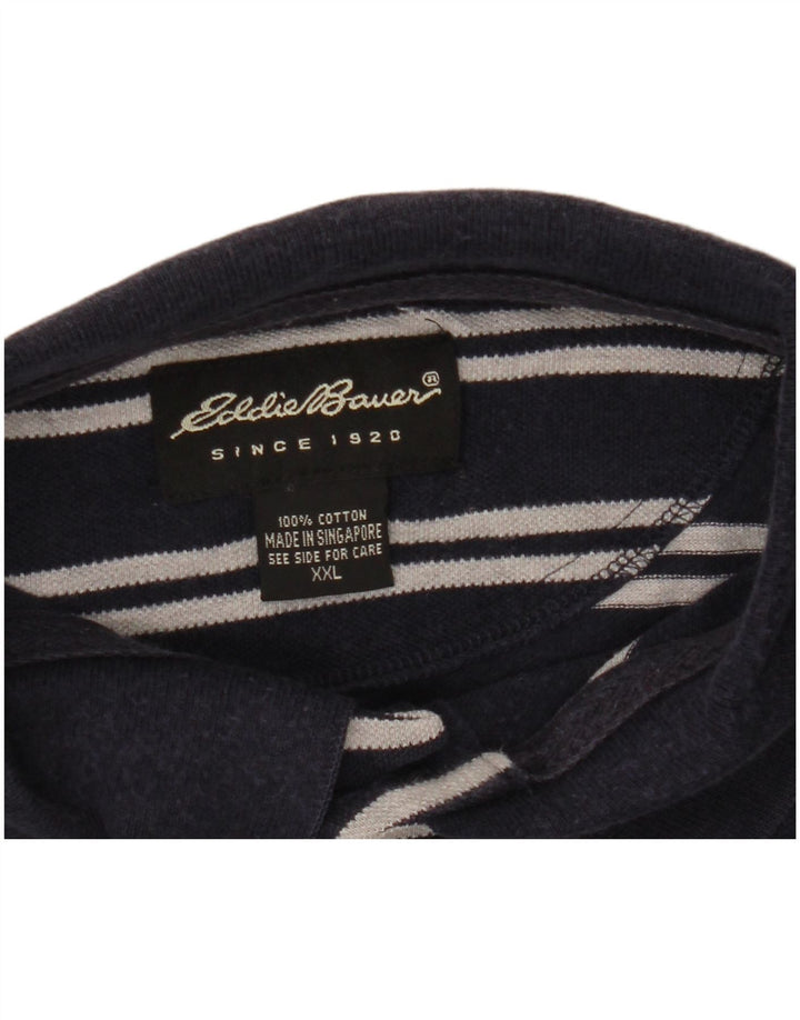 Eddie Bauer herre poloshirt 2XL marineblå stribet bomuld