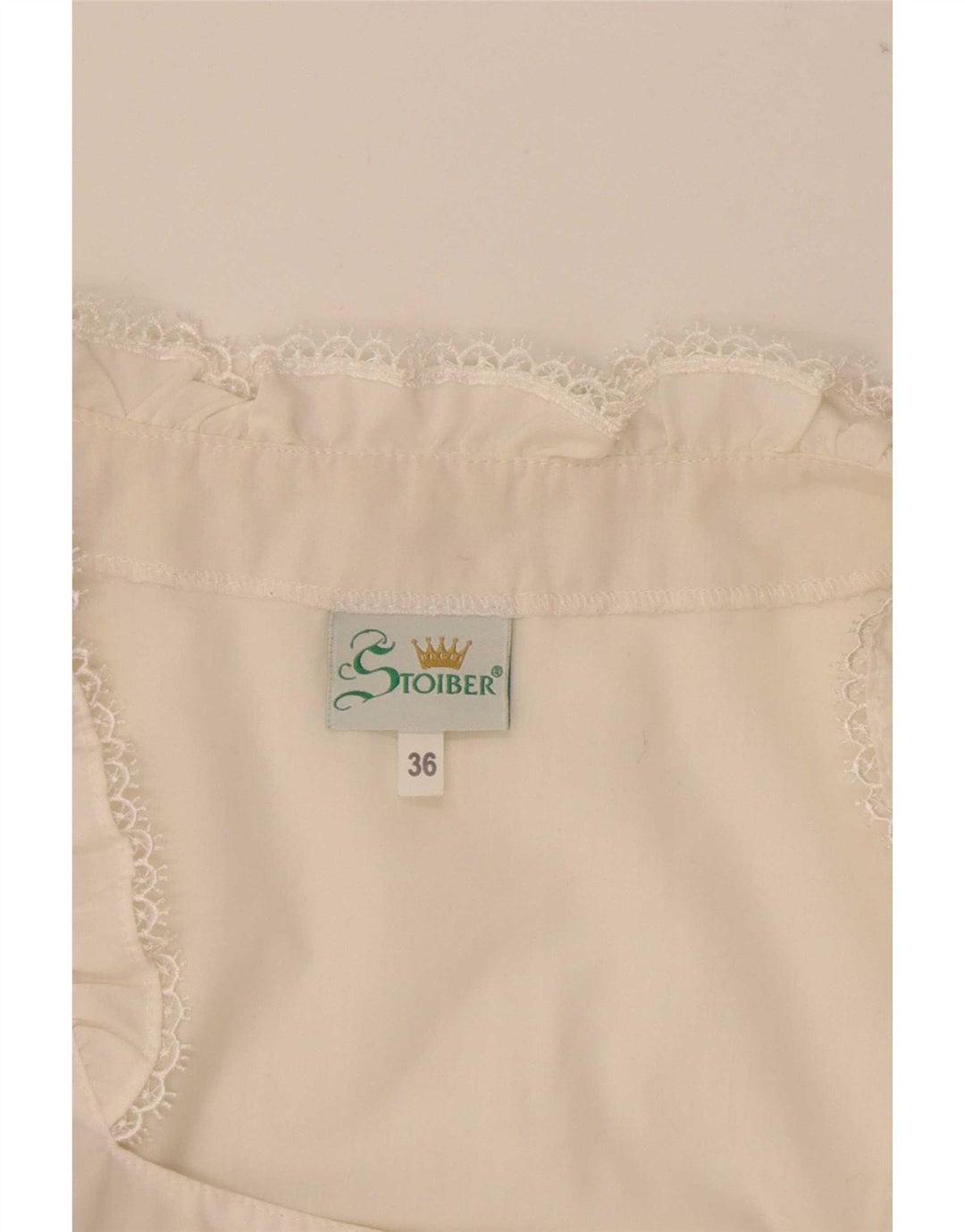 STOIBER Dame Trachten Crop Top EU 36 Small White Polyester