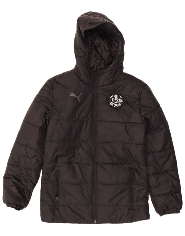 Puma Herre hættepolstret jakke UK 36 Lille sort nylon