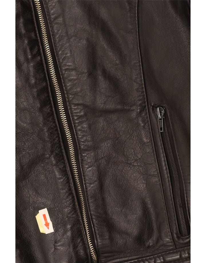 VINTAGE Dame Læderjakke UK 14 Medium Sort