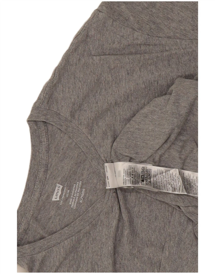 Levi's Herre Slim T-Shirt Top XL Grå Flecked Bomuld