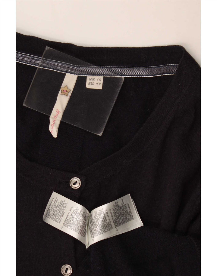 White Stuff Dame Cardigan Sweater UK 16 Large Navy Blue Wool