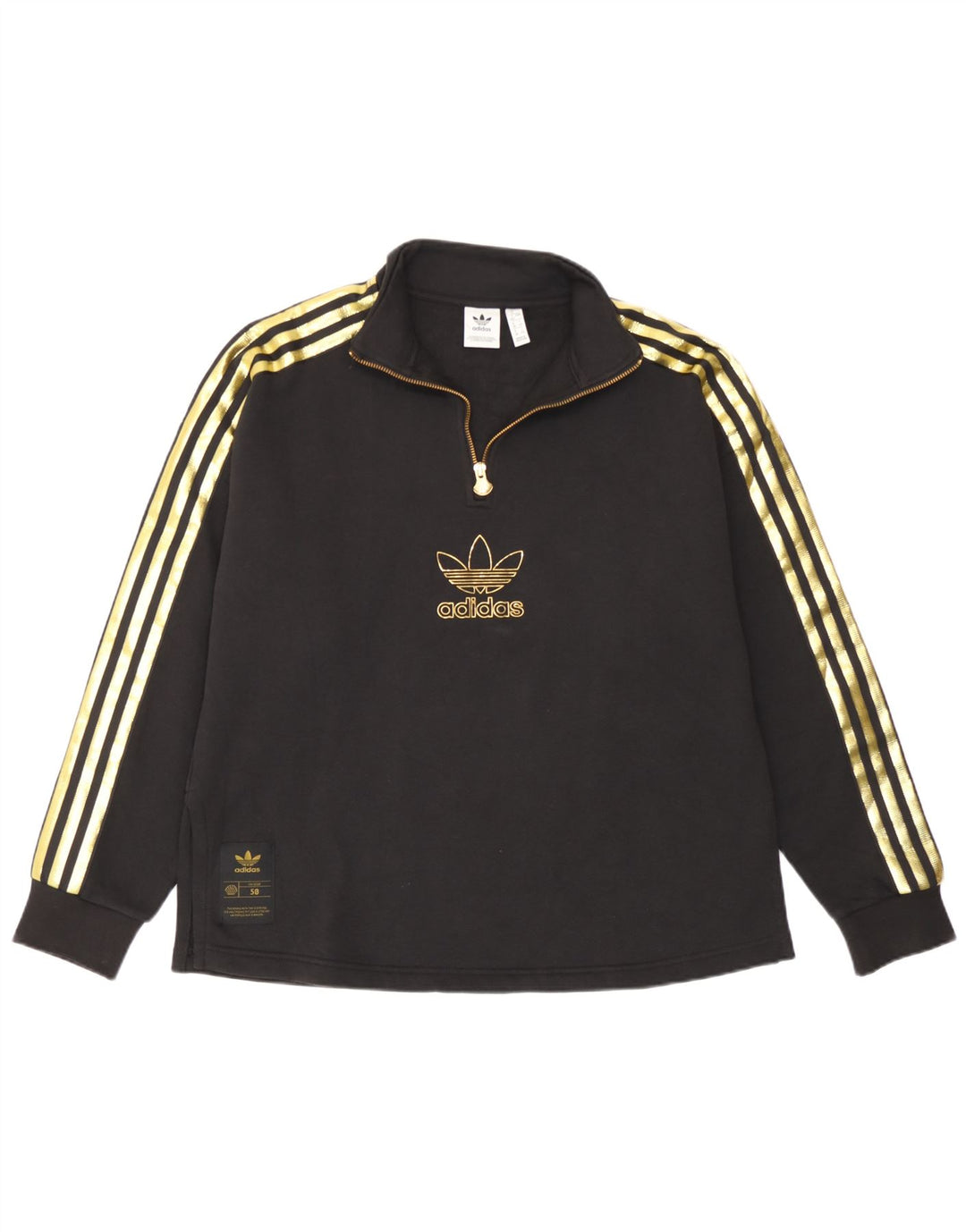 Adidas Dame Oversized Grafisk Sweatshirt Jumper UK 12 Medium Sort