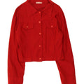 SPECCHIO Womens Crop Bomber Jacket UK 16 Large Red Viscose Vintage Specchio and Second-Hand Specchio from Messina Hembry 