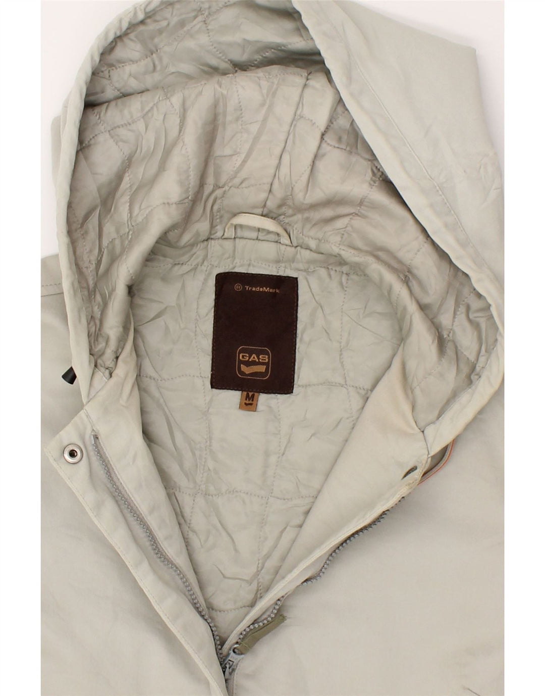 GAS Womens Hooded Windbreaker Jacket UK 14 Medium White Cotton Vintage Gas and Second-Hand Gas from Messina Hembry 