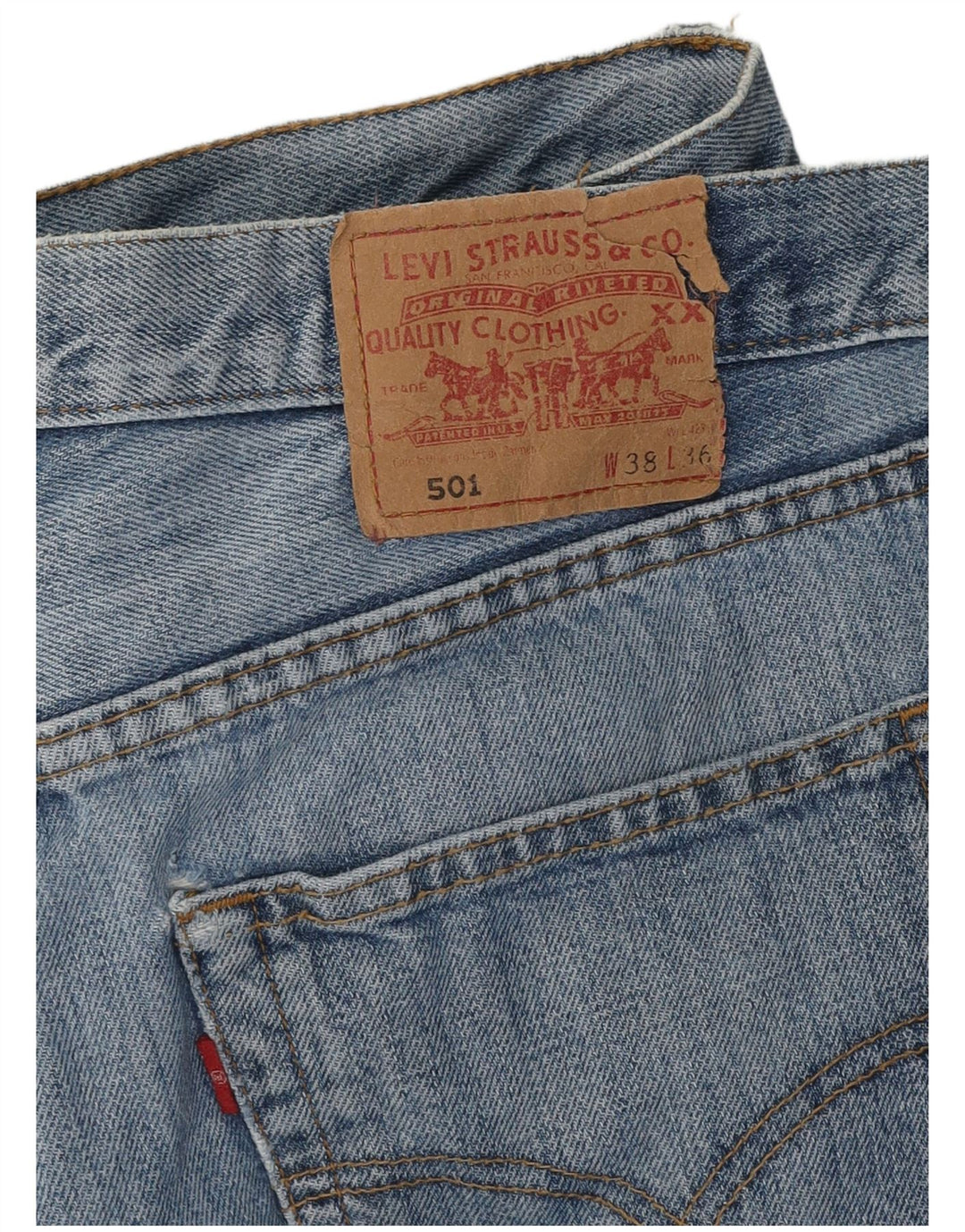 Levi's Herre 501 Straight Jeans W38 L30 Blå Bomuld