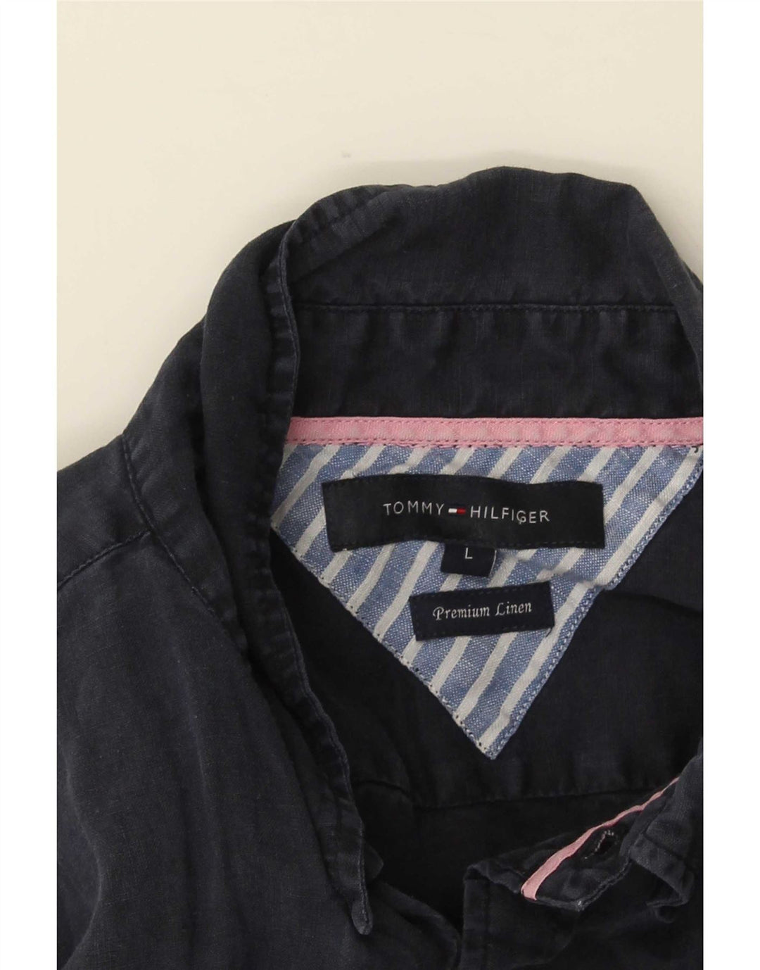 Tommy Hilfiger Kortærmet Herreskjorte Stor marineblå hør