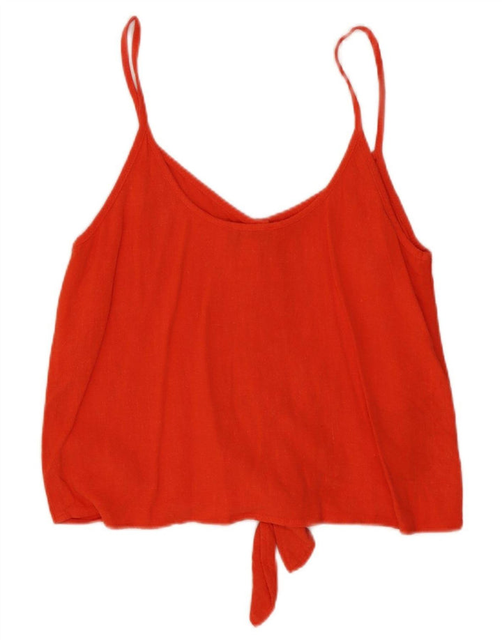Topshop Dame Crop Front Tie Cami Top UK 8 Small Red Viscose