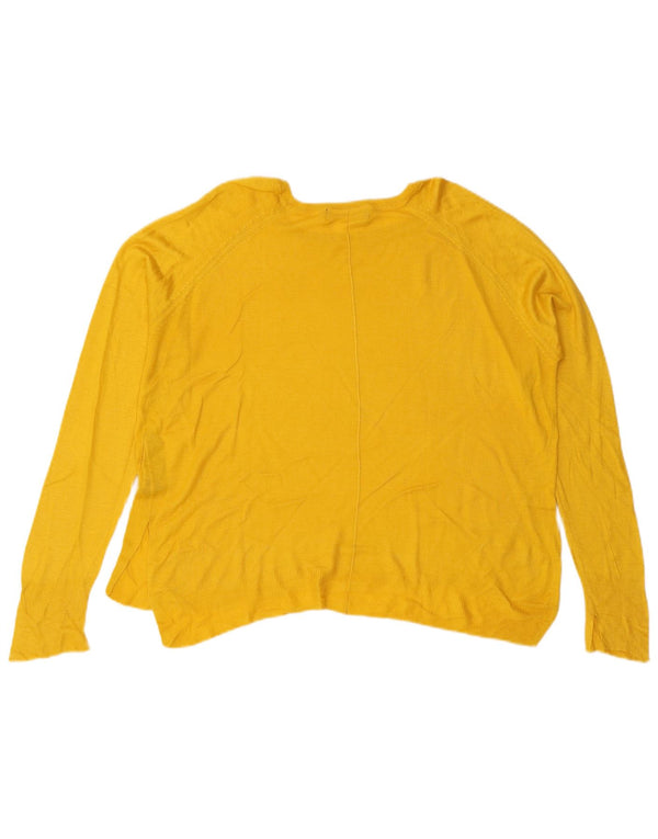 Zara Dame Boat Neck Jumper Sweater UK 16 Large Yellow Viscose