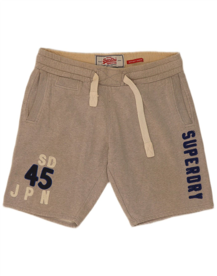 Superdry grafiske sportsshorts til mænd, mellemgrå flækket bomuld