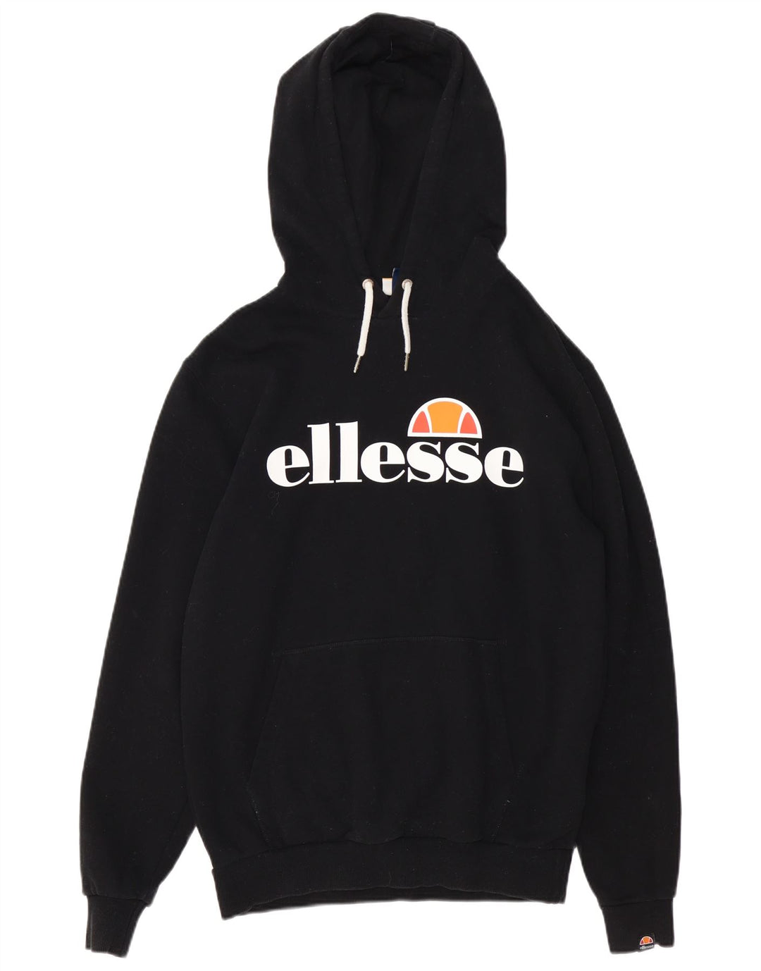 ELLESSE Grafisk hættetrøje til kvinder UK 14 Medium Sort bomuld