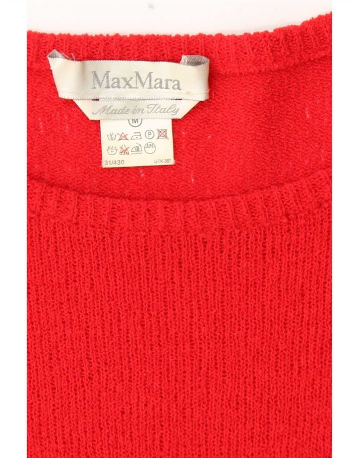 Max Mara Dame Langærmet Jumper Kjole UK 12 Medium Rød