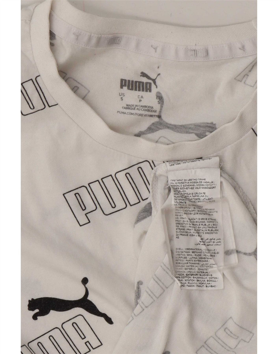 Puma Herre Grafisk T-Shirt Top Lille Hvid Bomuld