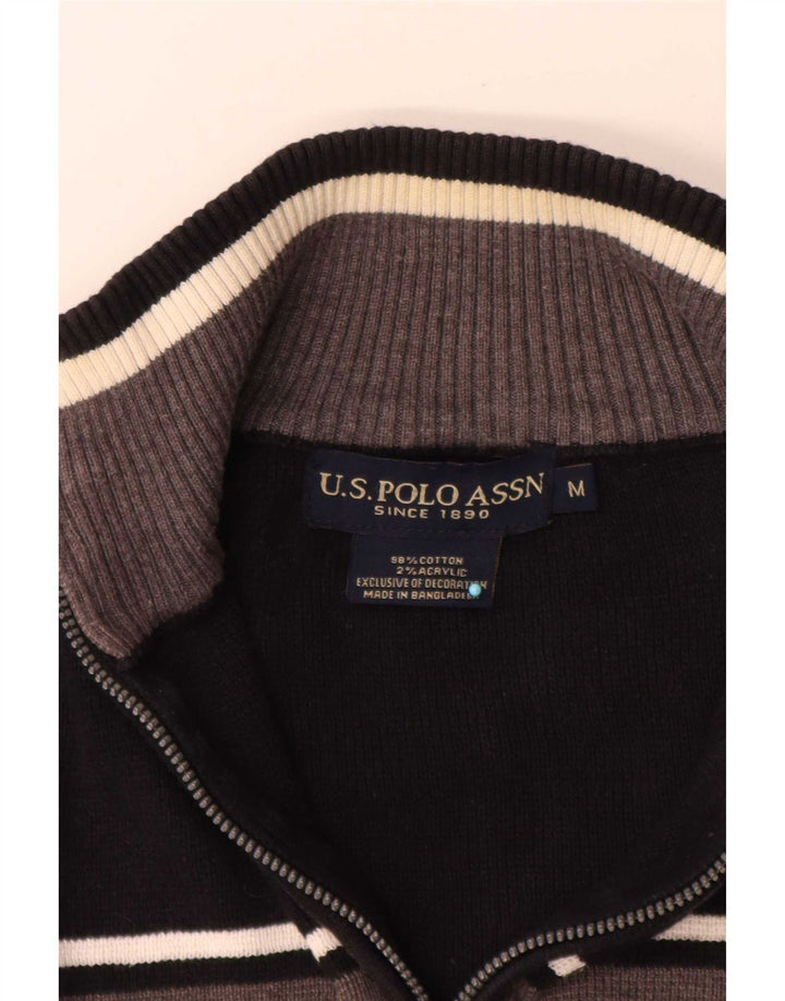 U.S. Polo Assn. Herre lynlås-hals sweater Medium Sort Colourblock