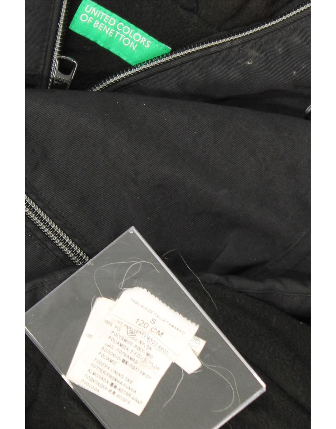 BENETTON Boys Hooded Windbreaker Jacket 6-7 Years Small  Black Polyamide Vintage Benetton and Second-Hand Benetton from Messina Hembry 