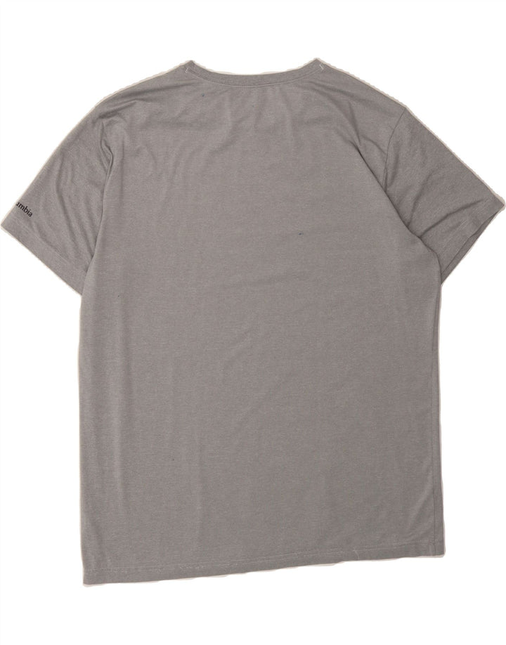 COLUMBIA Mens Graphic T-Shirt Top XL Grey Polyester Vintage Columbia and Second-Hand Columbia from Messina Hembry 