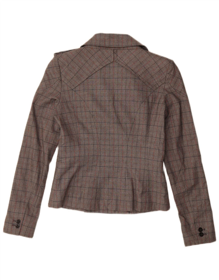 Vintage Dame Dobbeltradet Blazer Jacket IT 44 Medium Grey Check
