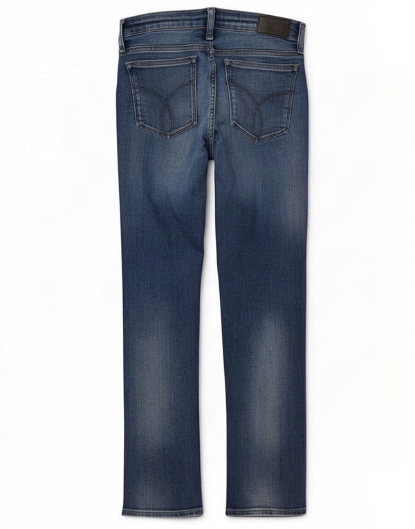 Calvin Klein Dame Mid Rise Straight Jeans W29 L30 Blå Bomuld