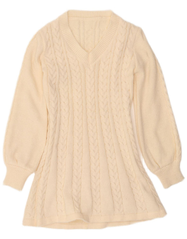 Vintage Dame Jumper Kjole UK 14 Medium Off White