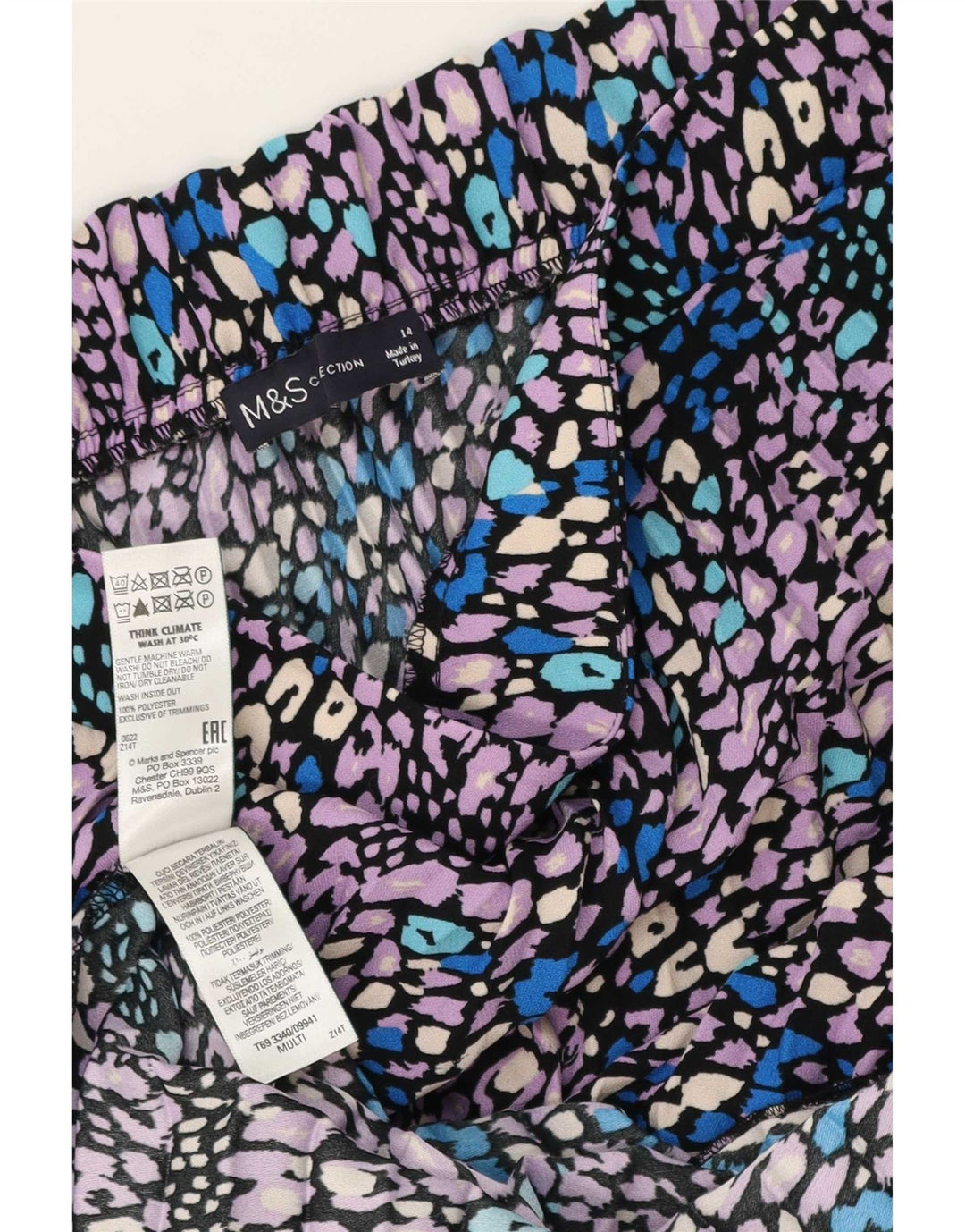 Marks & Spencer A-line nederdel til kvinder UK 14 Large W34 Flerfarvet plettet