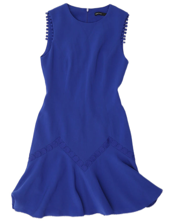 Karen Millen Dame Sleeveless Sheath Dress UK 8 Small Blue Triacetate