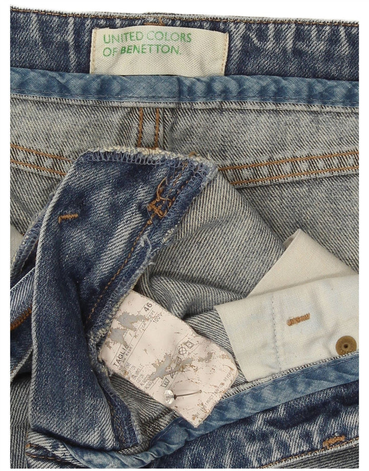 Benetton Dame Denim Mini Nederdel IT 46 Stor W32 Blå Bomuld
