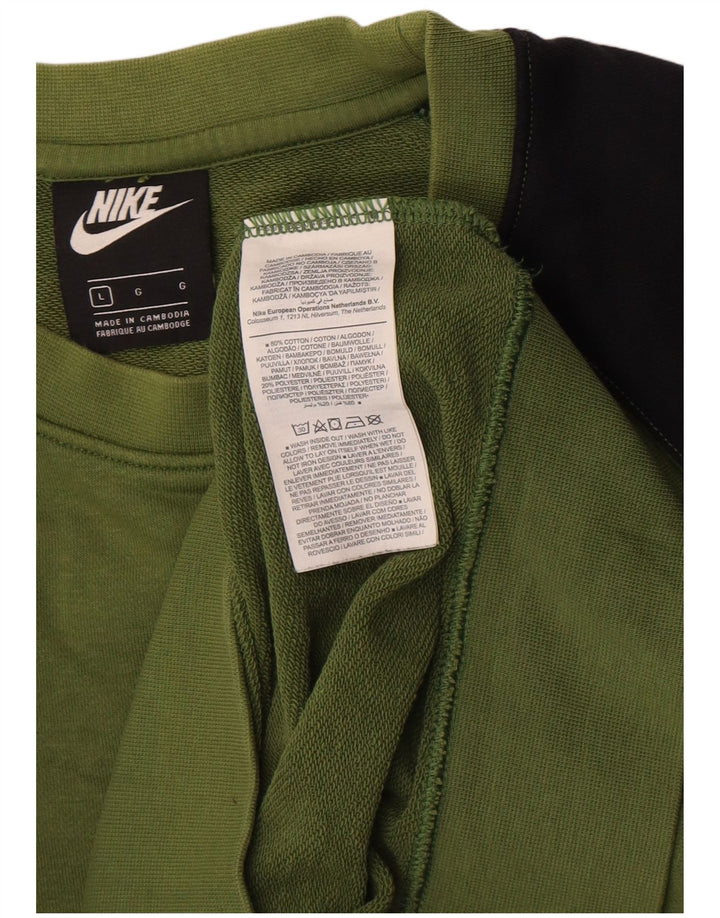 Nike Herre grafisk sweatshirt Jumper Large Grøn Colourblock Bomuld