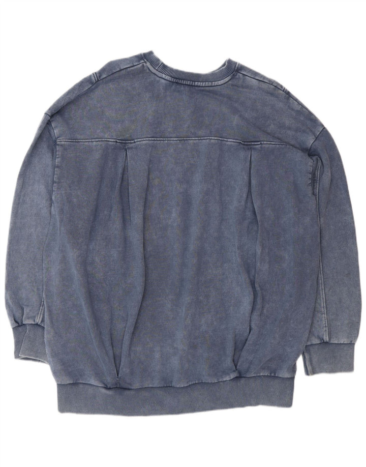Zara Dame Oversized Sweatshirt Jumper UK 16 Stor Marineblå Bomuld