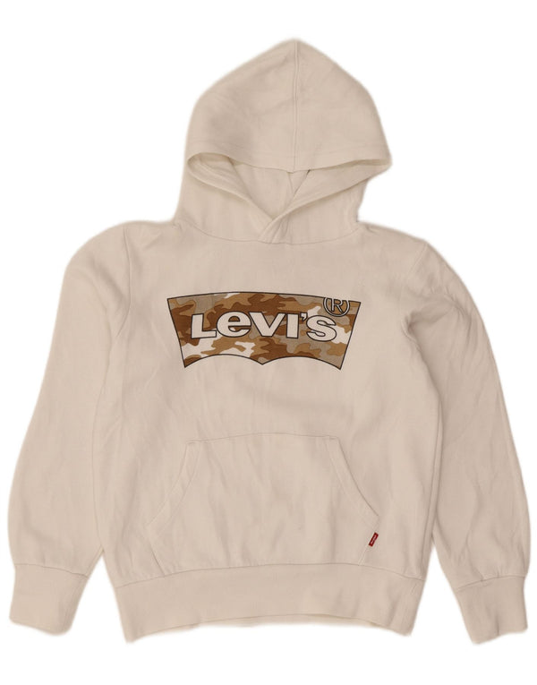 Levi's Girls Graphic Hoodie Jumper 9-10 Years White Cotton