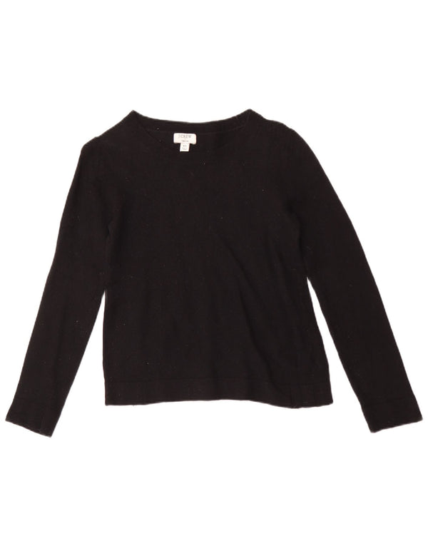 J. Crew Dame Teddie Boat Neck Jumper Sweater UK 6 XS Sort Bomuld