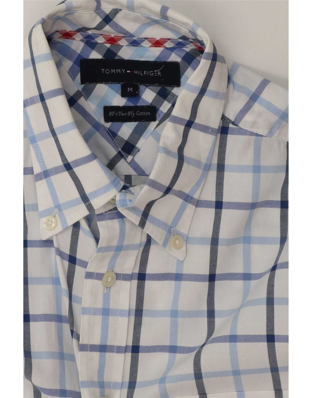 Tommy Hilfiger Herre kortærmet skjorte Medium hvid ternet bomuld