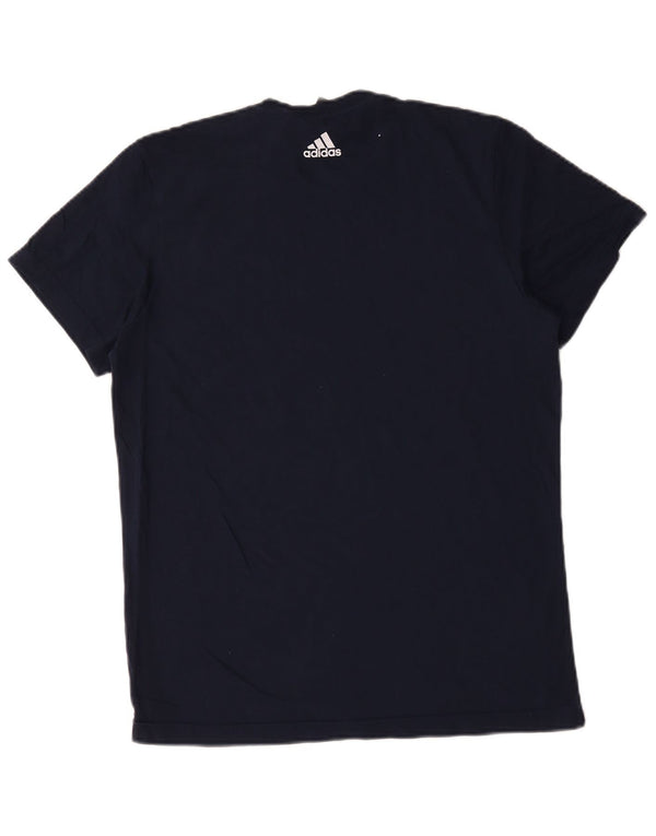 Adidas Herre grafisk T-shirt Top Medium Marineblå Bomuld