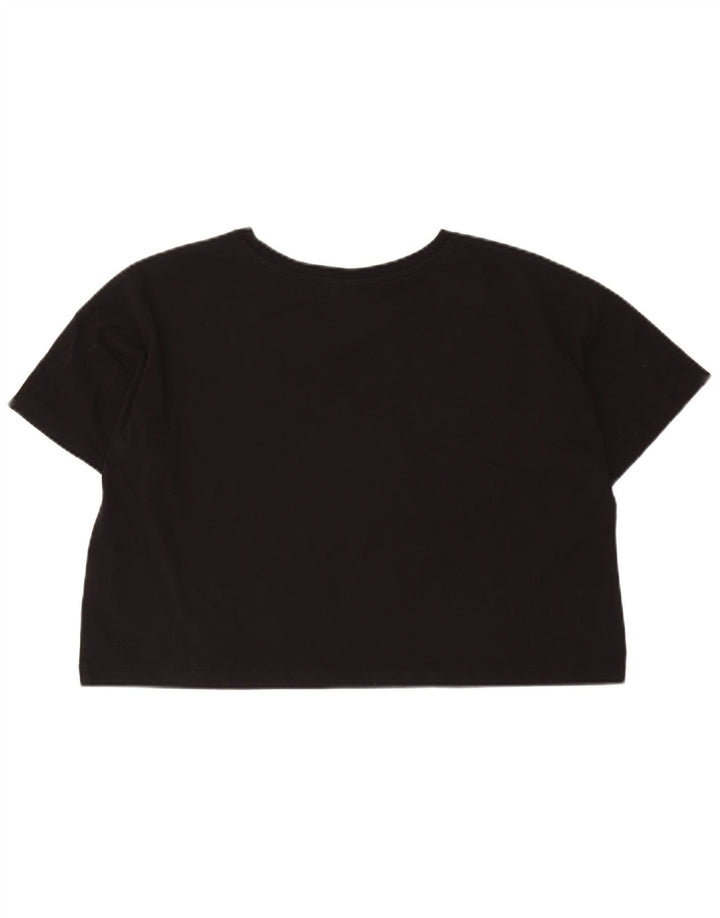 Champion Womens Crop Oversized grafisk T-shirt top UK 14 Medium Black