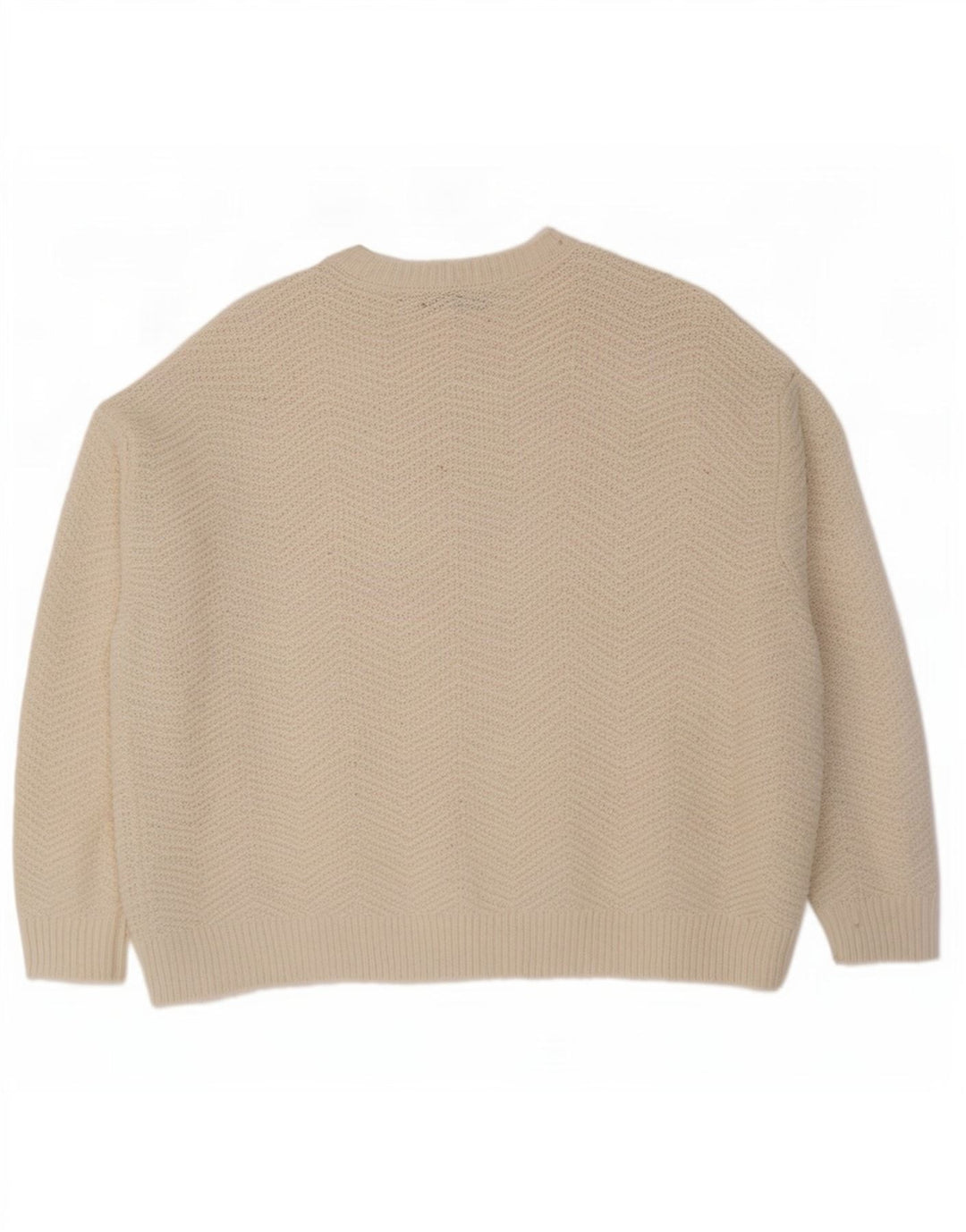 Marks & Spencer Dame Boat Neck Jumper Sweater UK 16 Large White Chevron